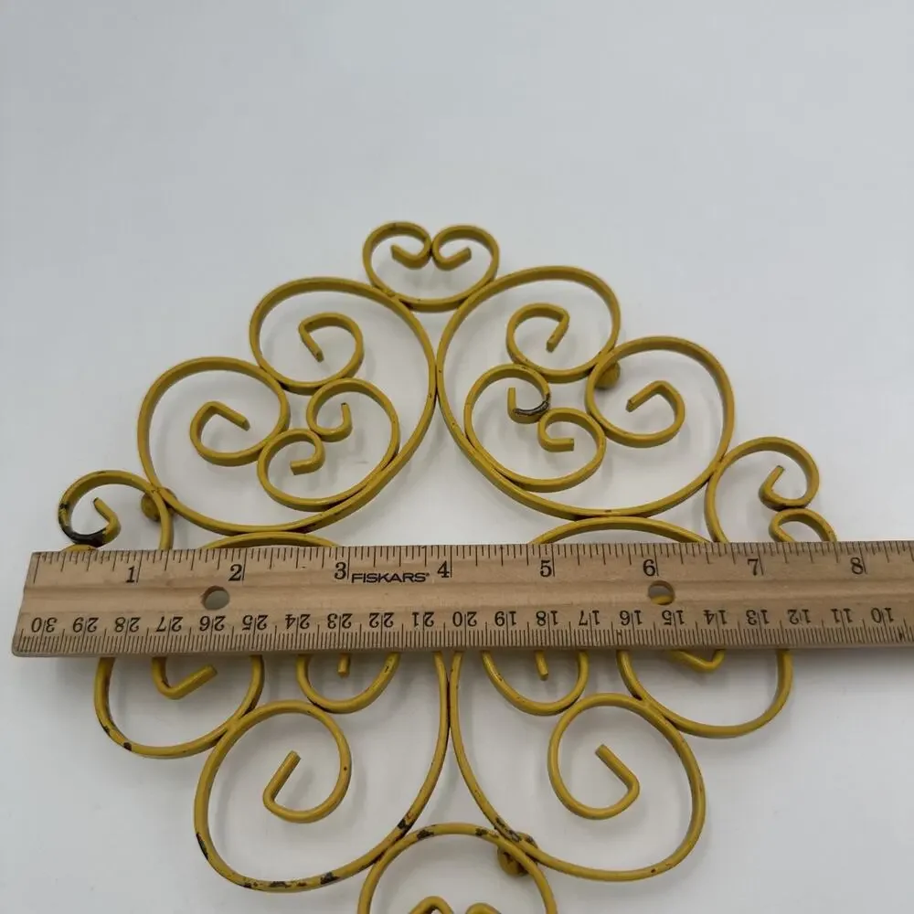 Vintage Metal Trivet Retro Harvest Gold Swirly Scroll Shaped